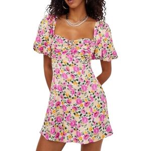 For Love & Lemons Sasha Mini Dress Small Pink Floral
F
